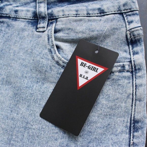 NWT Be-Girl Long Modest Acid Jean Skirt Sz Medium Sand Blush Maxi Stretch Denim - Picture 12 of 14